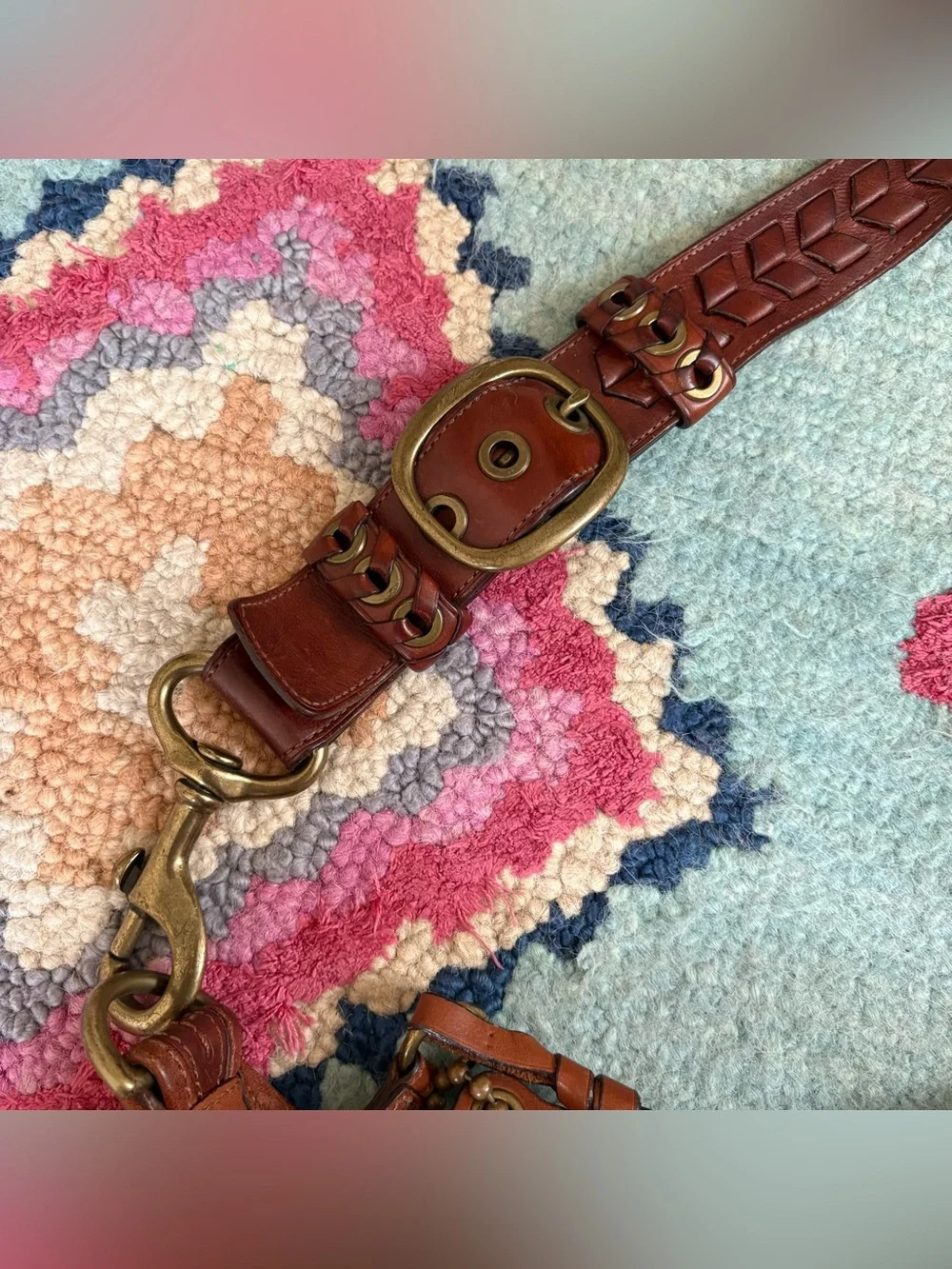 Vintage Coach 2007 XL Bleecker duffle leather tattersall whipstitch bag
